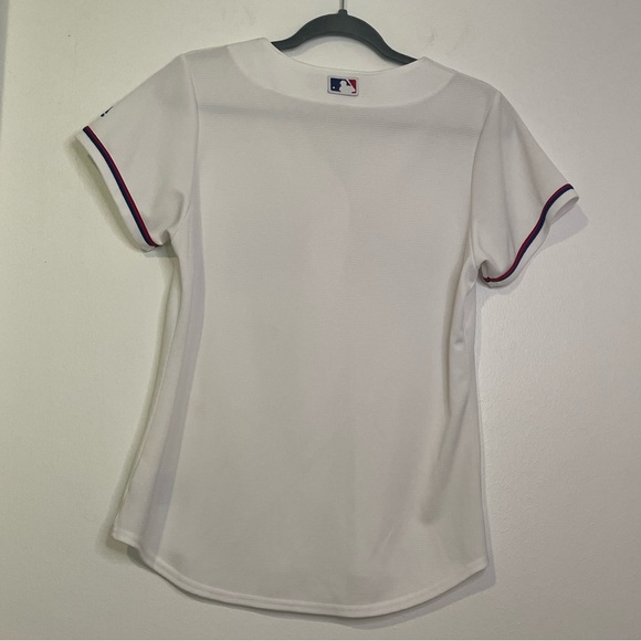 Majestic White Texas Rangers MLB Jersey medium women’s Rhinestones - Picture 5 of 11
